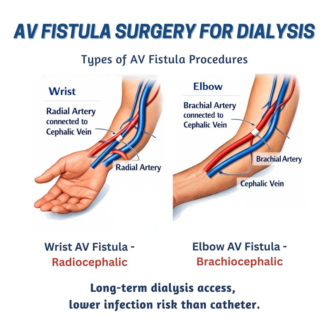AV fistula surgery procedure for dialysis access