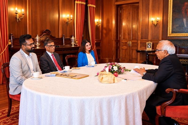 Presenting the book You Were Our Best Teachers to the President of Mauritius